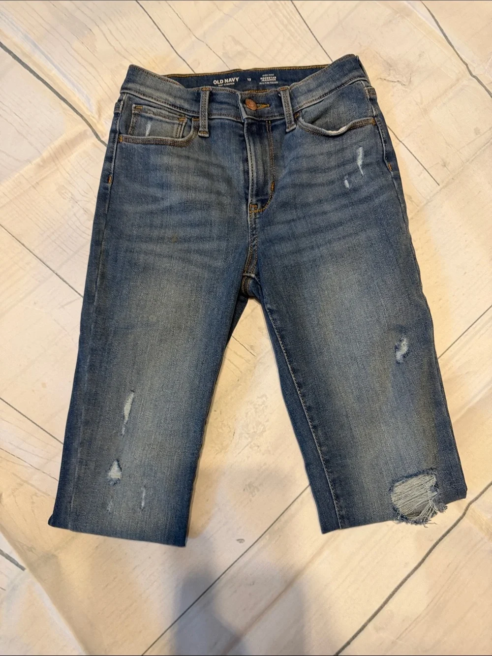 Old Navy Blue Girls Distressed High-Rise Rockstar Jegging